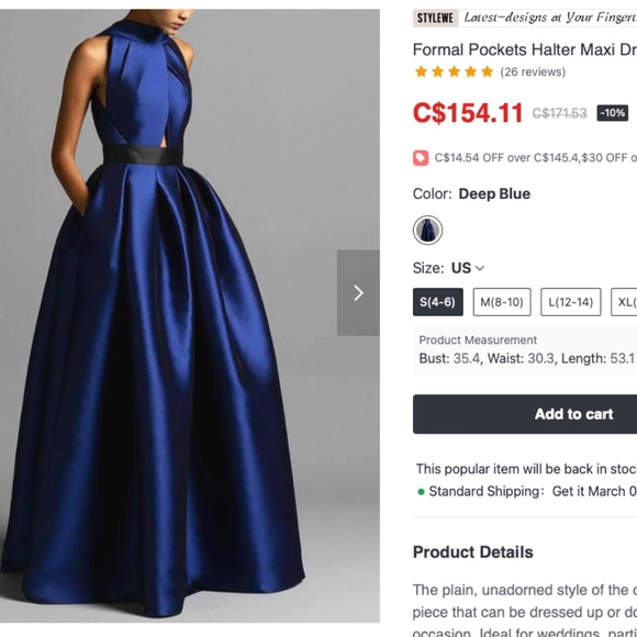 Royal Blue Formal Gown - Picture 4 of 4